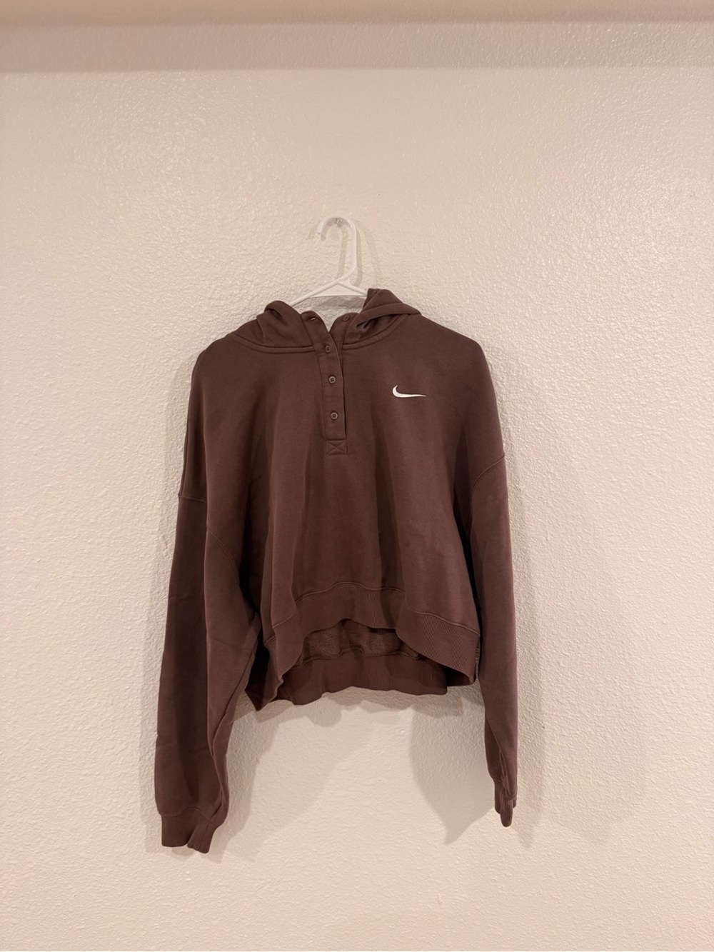 Nike Women's Brown Hooded Cropped Sweatshirt